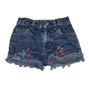 Vintage Flapdoodles Embroidered Flower Denim Shorts2t